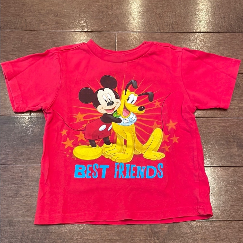 Disney Red Mickey and Pluto Short Sleeve Tee